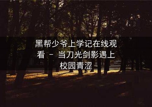 黑帮少爷上学记在线观看 - 当刀光剑影遇上校园青涩