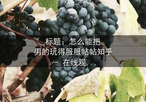 标题:怎么能把男的玩得服服帖帖知乎 - 在线观看完整无删 - 揭秘情感操控的终极秘密